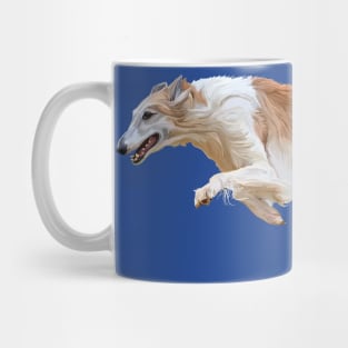 Running White and Tan Borzoi Dog Mug